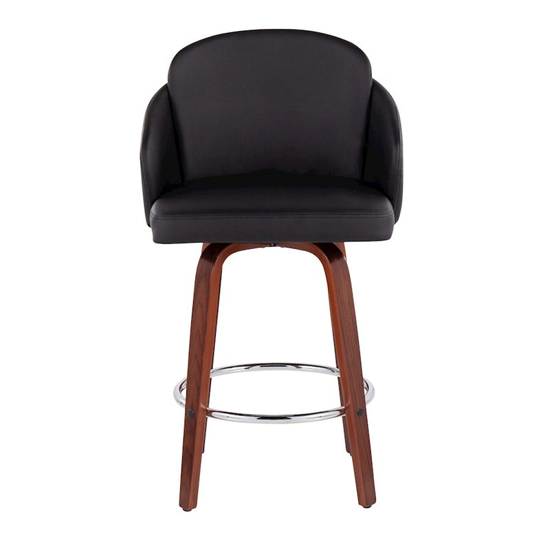 LumiSource Dahlia Counter Stool, Set of 2, Walnut/Black/Chrome