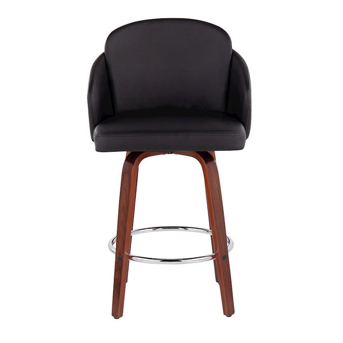 LumiSource Dahlia Counter Stool, Set of 2, Walnut/Black/Chrome