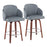 LumiSource Dahlia Counter Stool, Set/2, Walnut/GY/CH - B26-DAHLIA-R2WLPUGY2