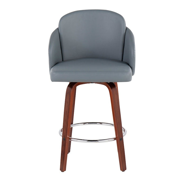 LumiSource Dahlia Counter Stool, Set of 2, Walnut/GY/Chrome