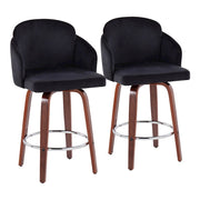 LumiSource Dahlia Counter Stool, Set/2, Walnut/BK/CH/Gold - B26-DAHLIA-R2WLVBK2