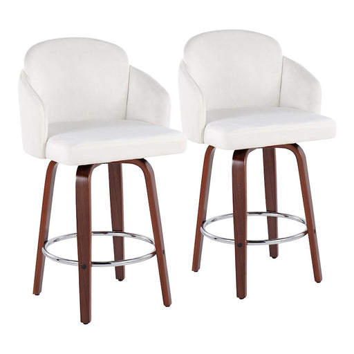 LumiSource Dahlia Counter Stool, Set/2, Wal/Cream/CH/Gold - B26-DAHLIA-R2WLVCR2