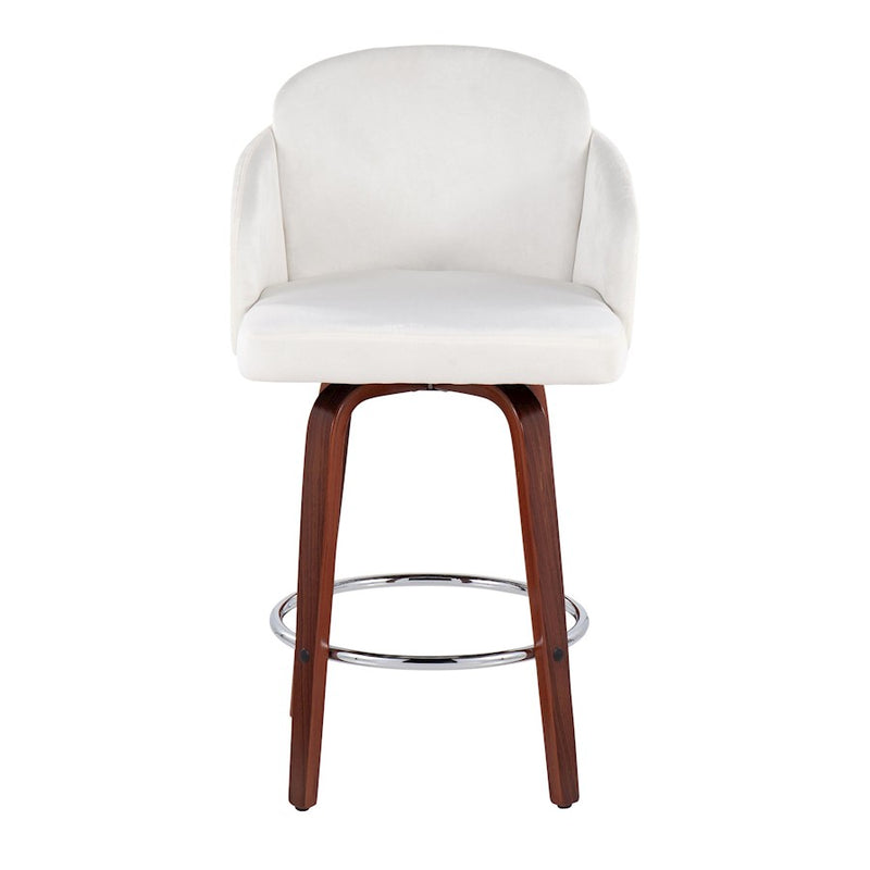 LumiSource Dahlia Counter Stool, Set of 2, Wal/Cream/Chrome/Gold