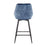 LumiSource Diana Counter Stool, Set of 2, Black/Blue Velvet
