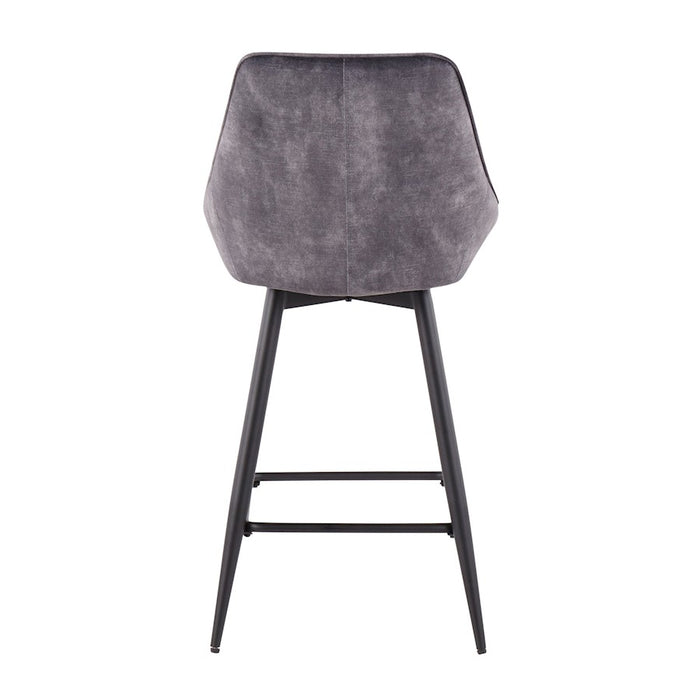 LumiSource Diana Counter Stool, Set of 2, Black/Grey Velvet