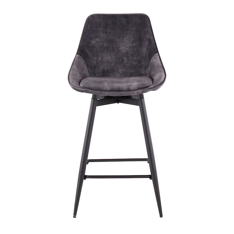 LumiSource Diana Counter Stool, Set of 2, Black/Grey Velvet