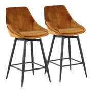 LumiSource Diana Counter Stool, Set/2, BK/Golden Yellow - B26-DIANA55SWVXBKVY2