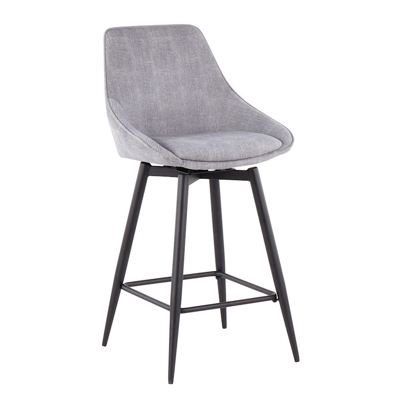 LumiSource Diana Counter Stool, Set of 2, Black/GY Corduroy