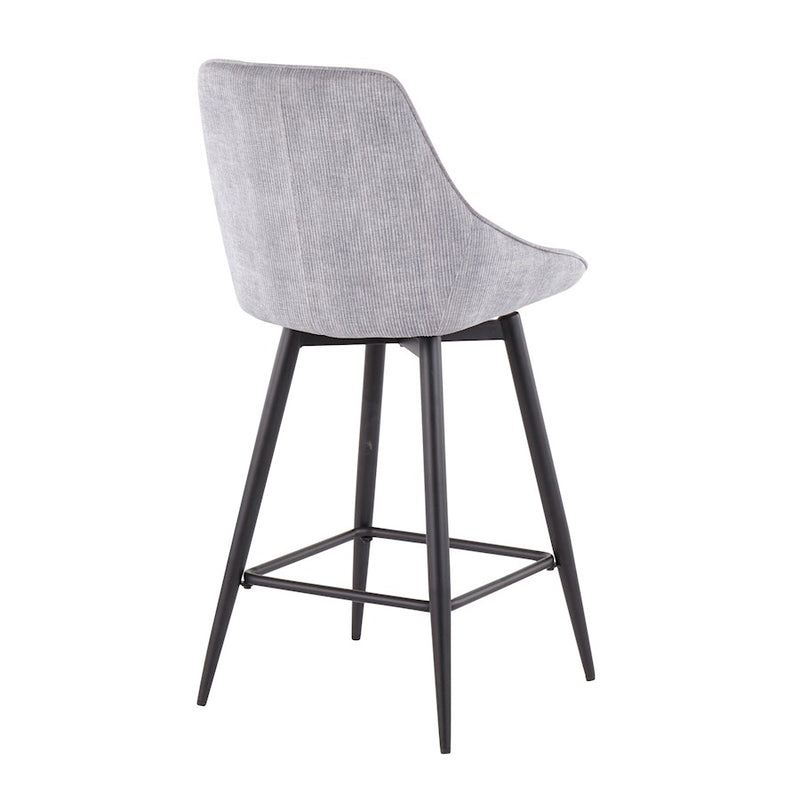 LumiSource Diana Counter Stool, Set of 2, Black/GY Corduroy