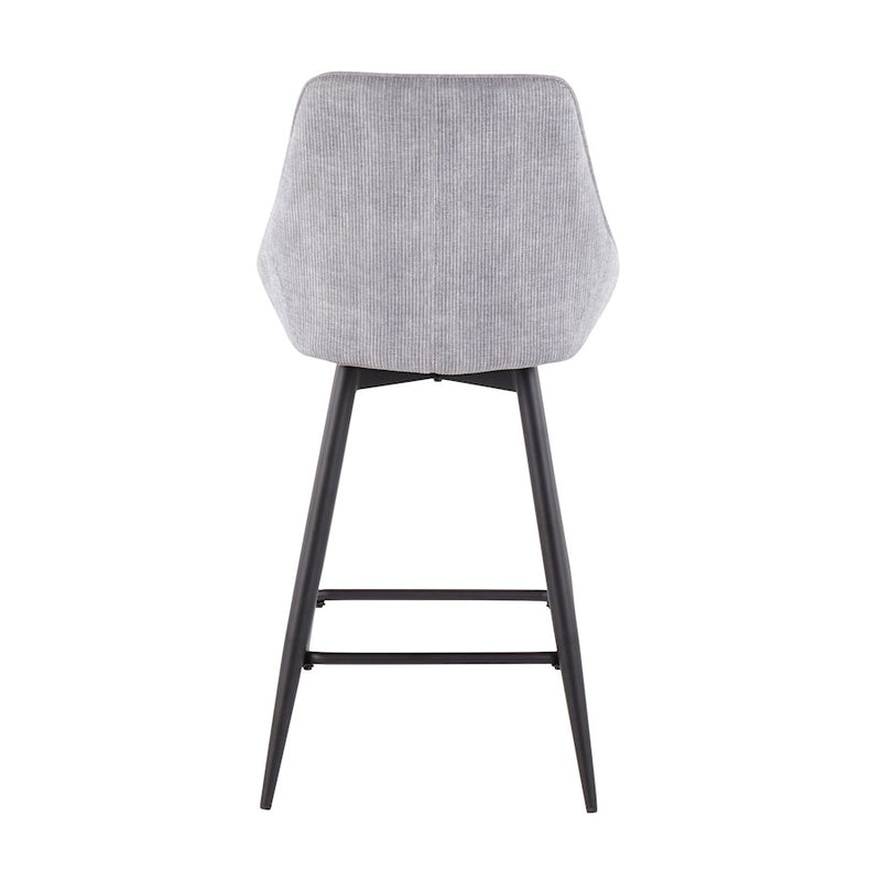 LumiSource Diana Counter Stool, Set of 2, Black/GY Corduroy