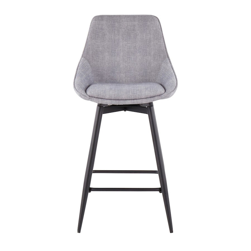 LumiSource Diana Counter Stool, Set of 2, Black/GY Corduroy