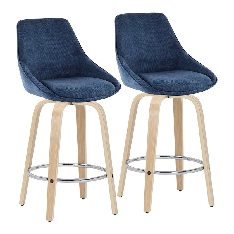 LumiSource Diana Counter Stool, Set/2, NAT/BL Cord/CH - B26-DIANACORGRT-R2NABU2