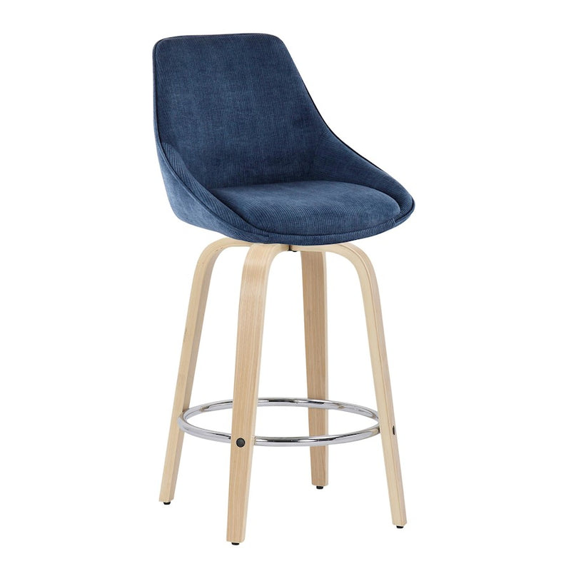 LumiSource Diana Counter Stool, Set of 2, NAT/BL Cord/Chrome