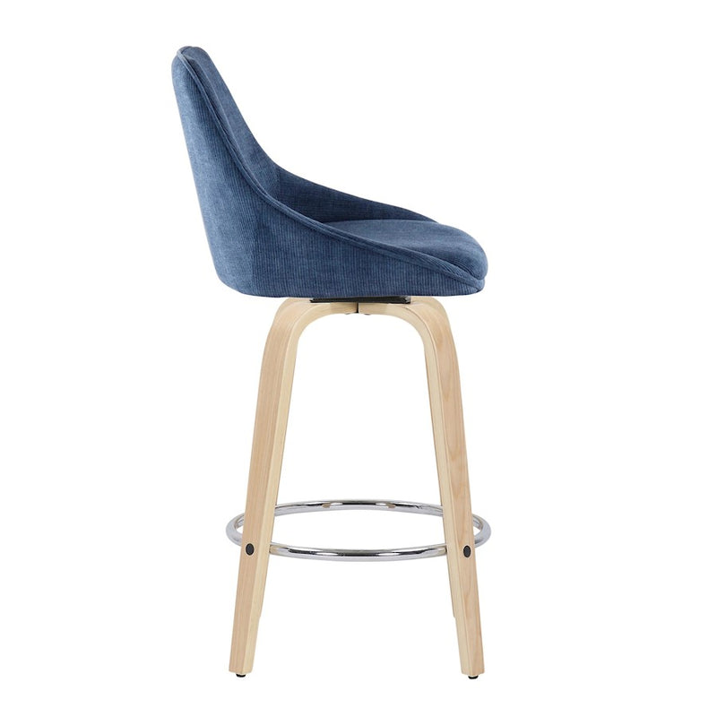 LumiSource Diana Counter Stool, Set of 2, NAT/BL Cord/Chrome