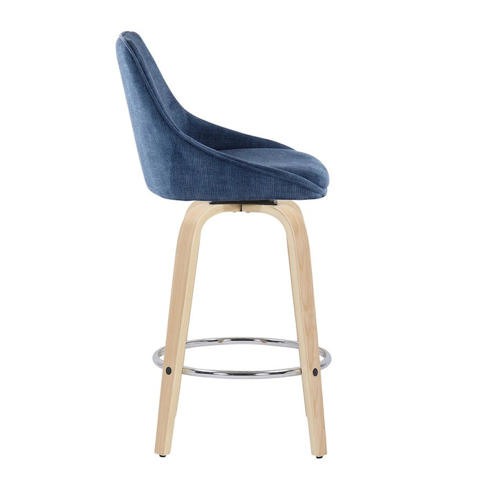 LumiSource Diana Counter Stool, Set of 2, NAT/BL Cord/Chrome