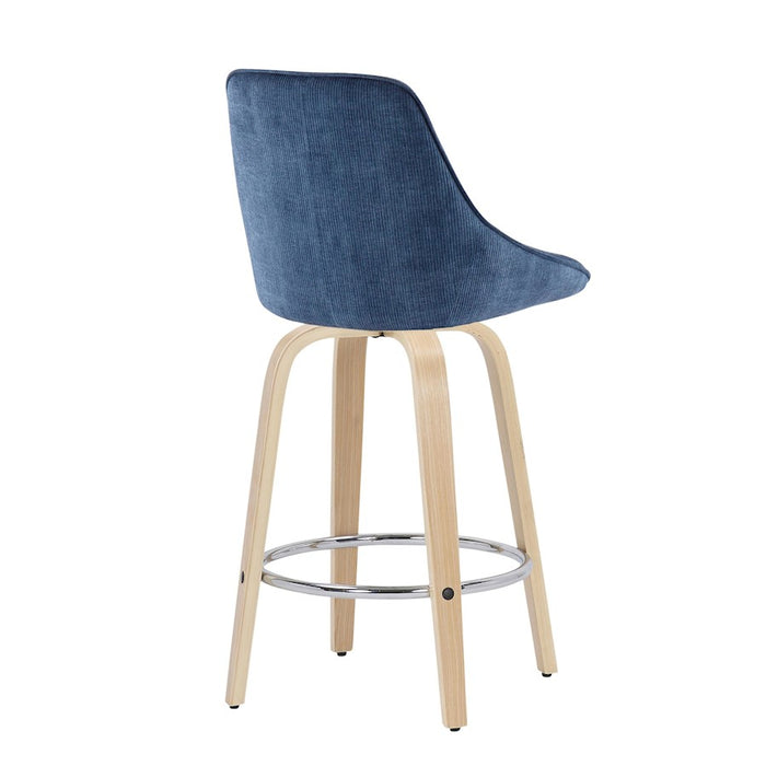 LumiSource Diana Counter Stool, Set of 2, NAT/BL Cord/Chrome