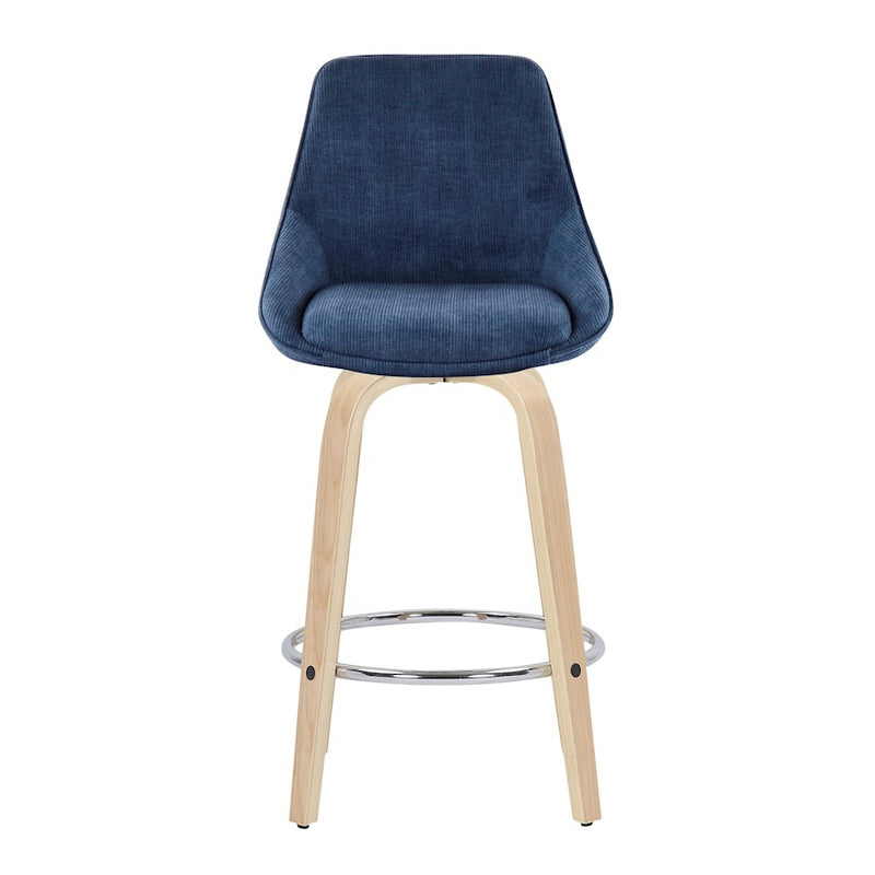 LumiSource Diana Counter Stool, Set of 2, NAT/BL Cord/Chrome