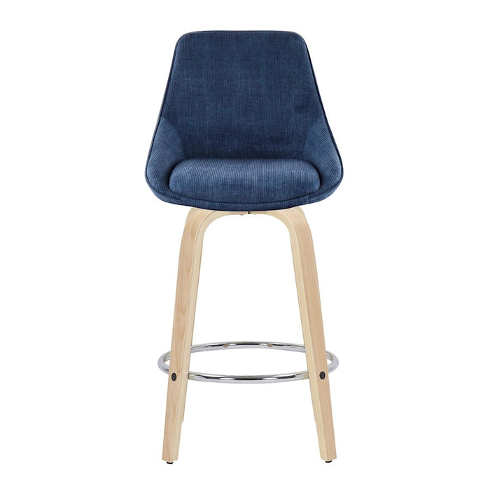 LumiSource Diana Counter Stool, Set of 2, NAT/BL Cord/Chrome