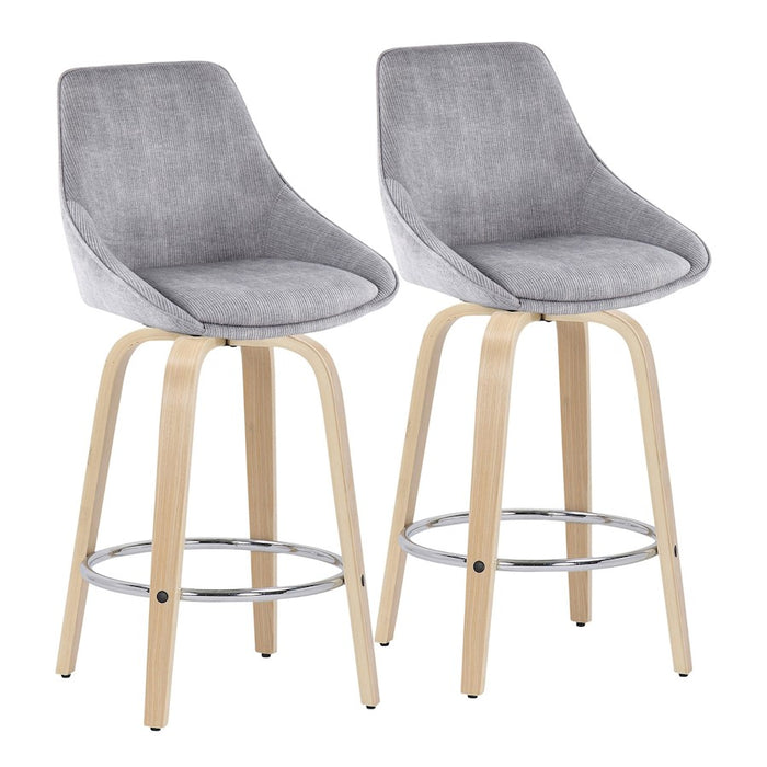 LumiSource Diana Counter Stool, Set/2, NAT/GY Cord/CH - B26-DIANACORGRT-R2NAGY2