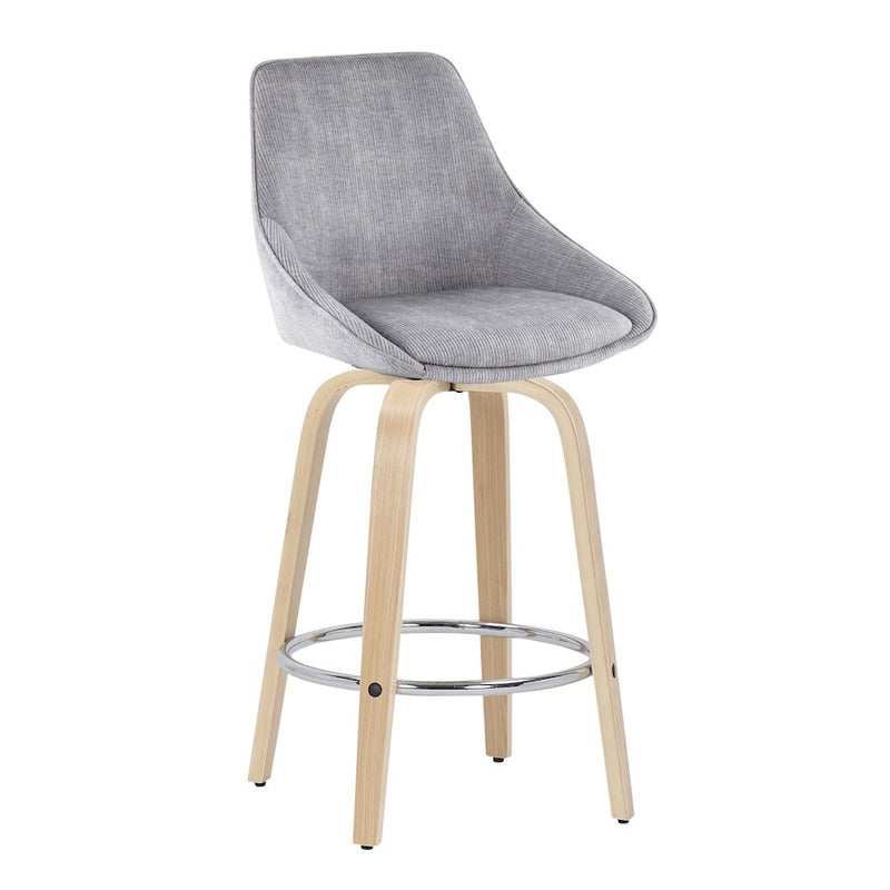 LumiSource Diana Counter Stool, Set of 2, NAT/GY Cord/Chrome
