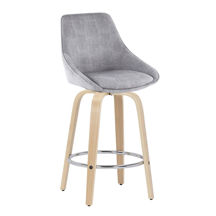 LumiSource Diana Counter Stool, Set of 2, NAT/GY Cord/Chrome