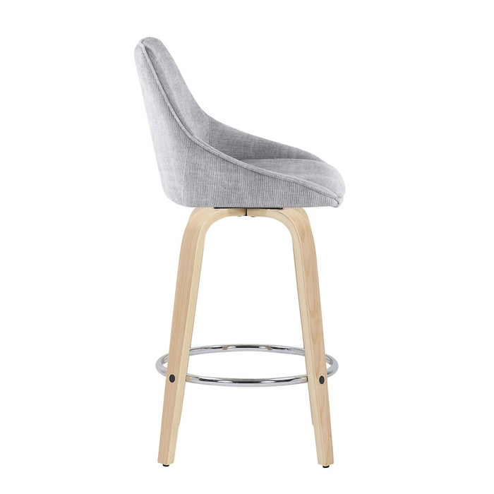 LumiSource Diana Counter Stool, Set of 2, NAT/GY Cord/Chrome