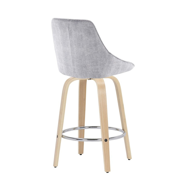 LumiSource Diana Counter Stool, Set of 2, NAT/GY Cord/Chrome