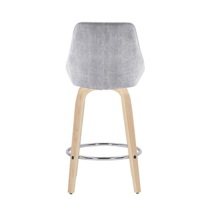 LumiSource Diana Counter Stool, Set of 2, NAT/GY Cord/Chrome