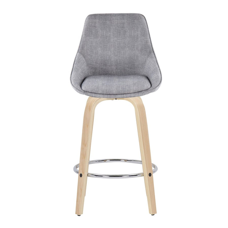 LumiSource Diana Counter Stool, Set of 2, NAT/GY Cord/Chrome