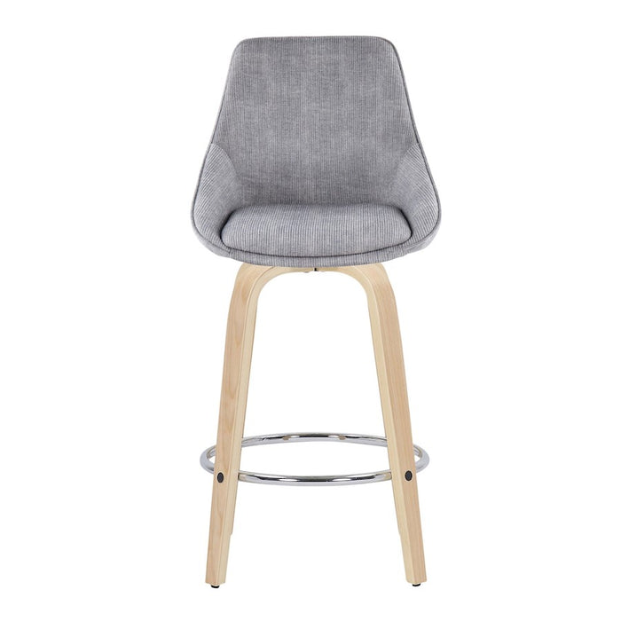 LumiSource Diana Counter Stool, Set of 2, NAT/GY Cord/Chrome