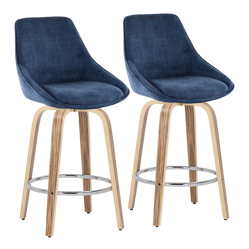 LumiSource Diana Counter Stool, Set/2, Zebra/BLC/CH - B26-DIANACORGRT-R2ZBBU2