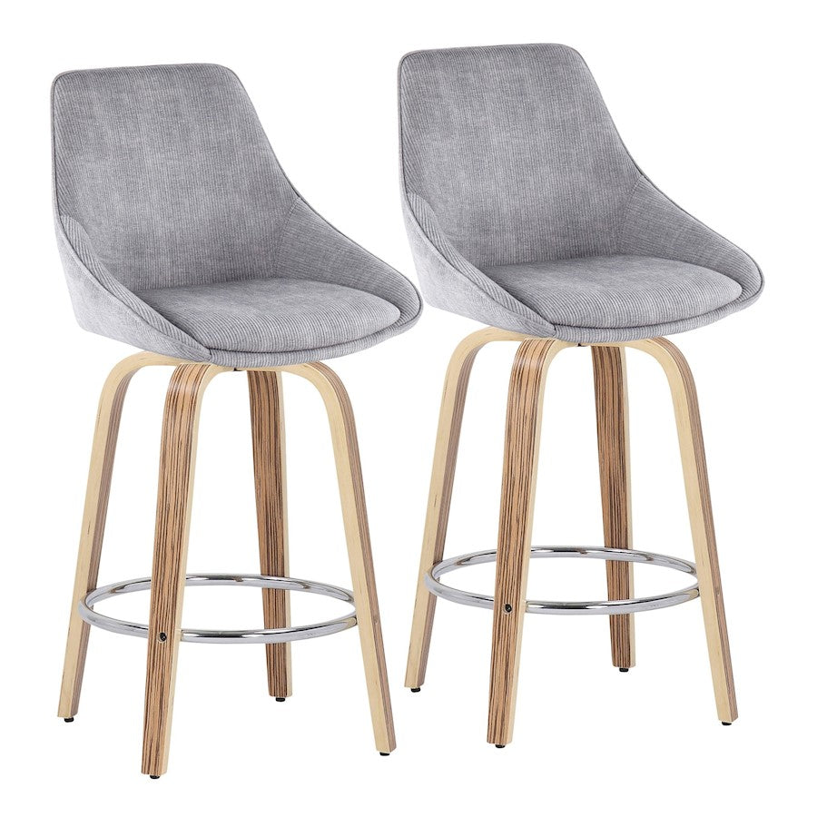 LumiSource Diana Counter Stool, Set/2, Zebra/GYC/CH - B26-DIANACORGRT-R2ZBGY2