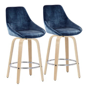 LumiSource Diana Counter Stool, Set/2, NAT/BL Velvet/CH - B26-DIANAGRT-R2NAVBU2