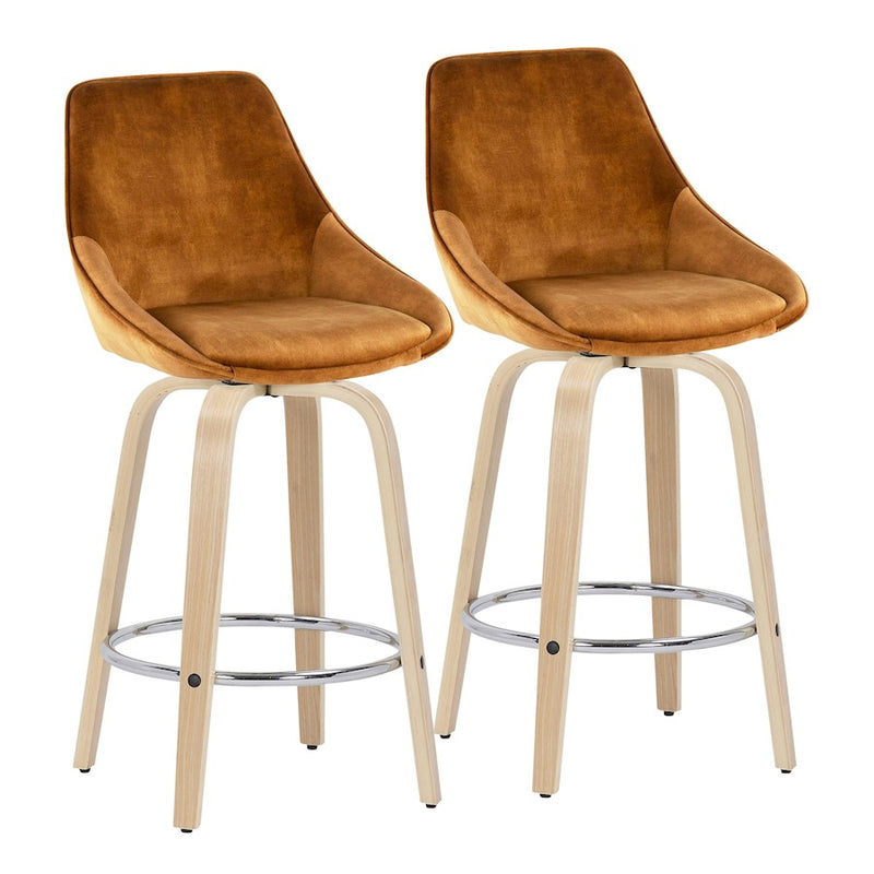 LumiSource Diana Counter Stool, Set/2, Natural/Yellow/CH - B26-DIANAGRT-R2NAVY2
