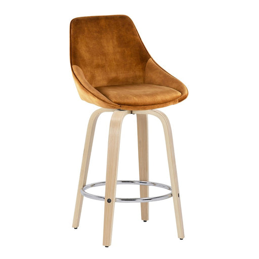 LumiSource Diana Counter Stool, Set of 2, Natural/Yellow/Chrome