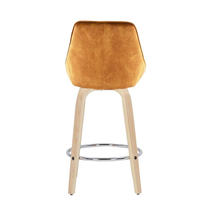 LumiSource Diana Counter Stool, Set of 2, Natural/Yellow/Chrome
