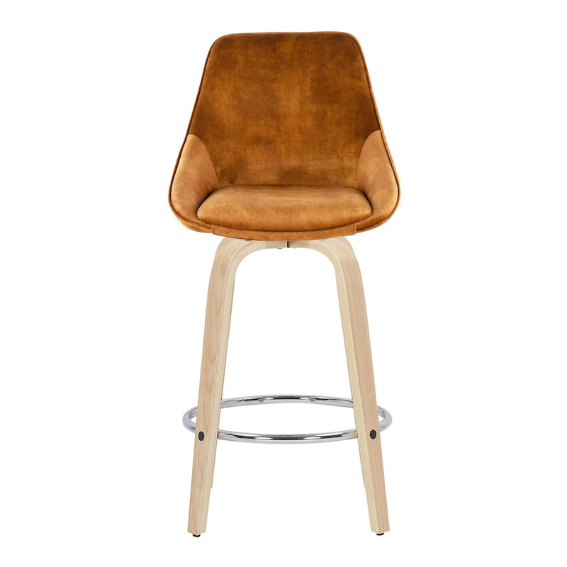 LumiSource Diana Counter Stool, Set of 2, Natural/Yellow/Chrome