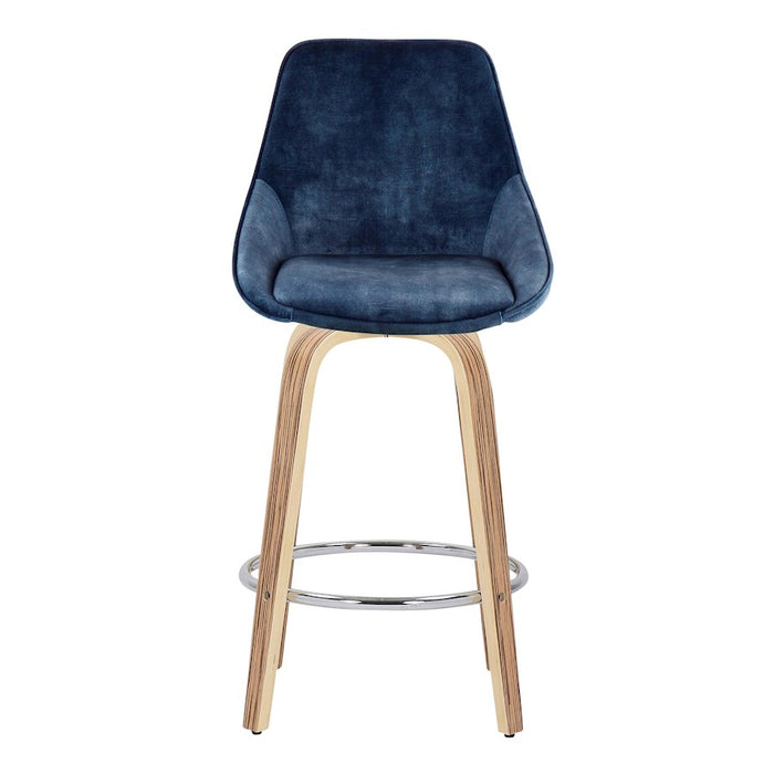 LumiSource Diana Counter Stool, Set of 2, Zebra/BLV/Chrome