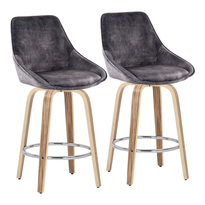 LumiSource Diana Counter Stool, Set/2, Zebra/GYV/CH - B26-DIANAGRT-R2ZBVGY2
