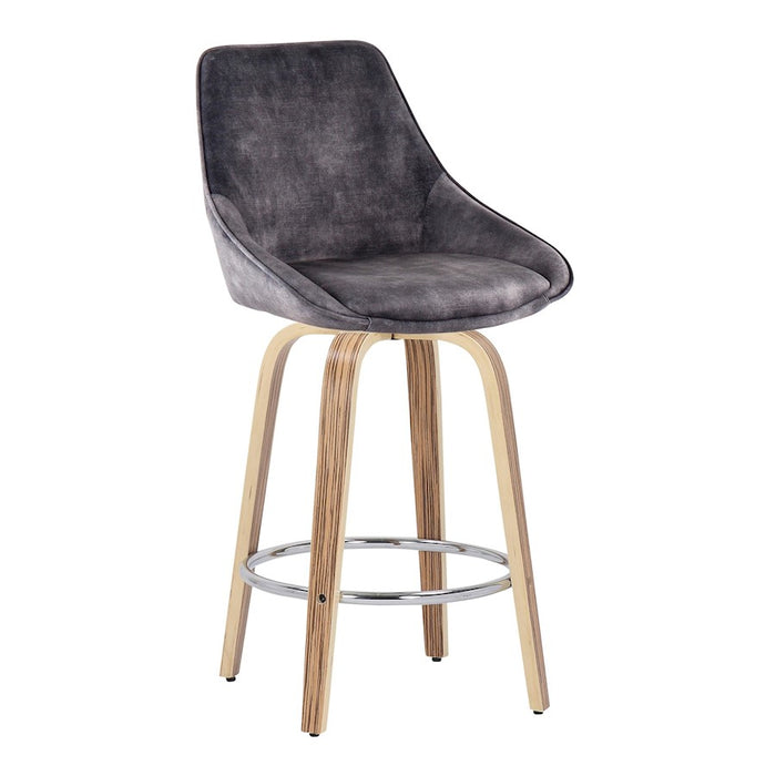 LumiSource Diana Counter Stool, Set of 2, Zebra/GYV/Chrome