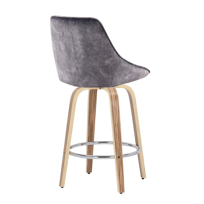 LumiSource Diana Counter Stool, Set of 2, Zebra/GYV/Chrome