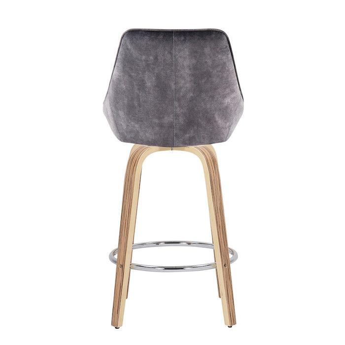 LumiSource Diana Counter Stool, Set of 2, Zebra/GYV/Chrome