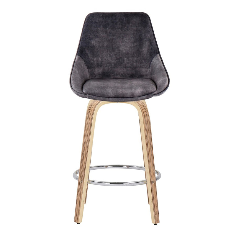 LumiSource Diana Counter Stool, Set of 2, Zebra/GYV/Chrome