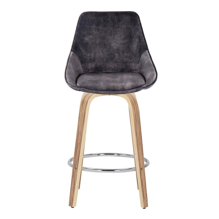 LumiSource Diana Counter Stool, Set of 2, Zebra/GYV/Chrome
