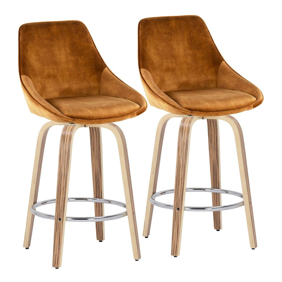 LumiSource Diana Counter Stool, Set/2, Zebra/Yellow/CH - B26-DIANAGRT-R2ZBVY2