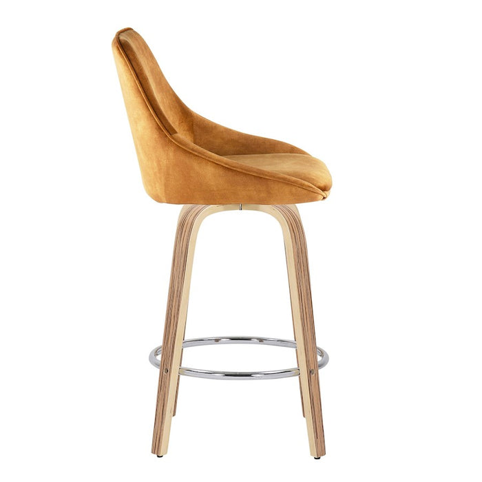 LumiSource Diana Counter Stool, Set of 2, Zebra/Yellow/Chrome