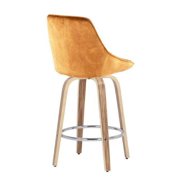 LumiSource Diana Counter Stool, Set of 2, Zebra/Yellow/Chrome