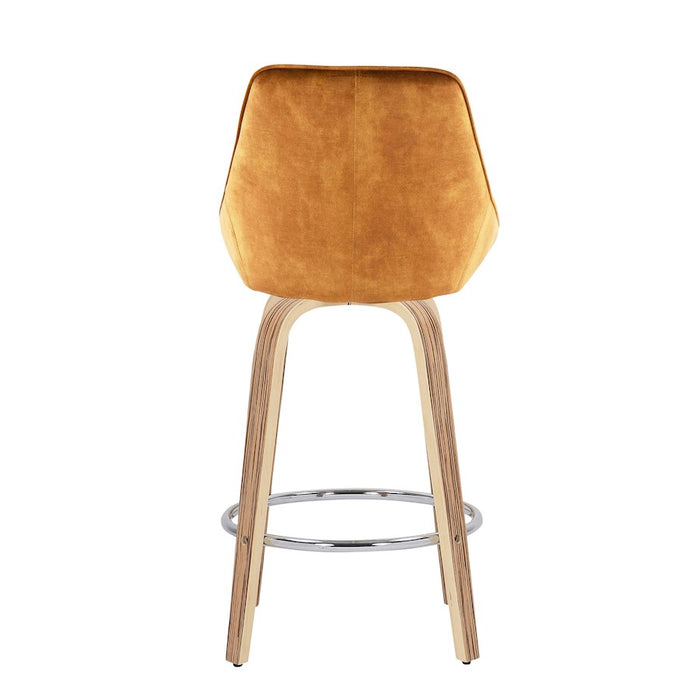 LumiSource Diana Counter Stool, Set of 2, Zebra/Yellow/Chrome