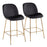 LumiSource Diva Counter Stool, Set of 2 in Gold Steel/Black PU - B26-DIVAAUBK2