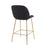 LumiSource Diva Counter Stool, Set of 2 in Gold Steel/Black PU